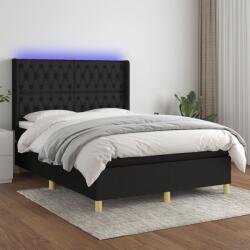 vidaXL fekete szövet rugós és LED-es ágy matraccal 140x190 cm (3139111)