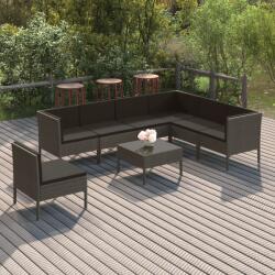 vidaXL 8 részes szürke polyrattan kerti ülőgarnitúra párnákkal (3094442)
