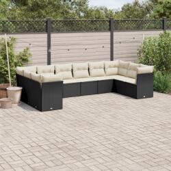 vidaXL 10 részes fekete polyrattan kerti ülőgarnitúra párnákkal (3250035)