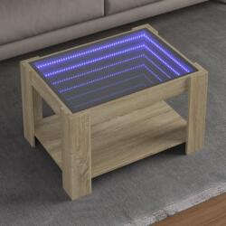 vidaXL sonoma tölgy szerelt fa dohányzóasztal LED-del 73 x 53 x 45 cm (847548)