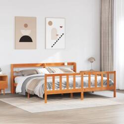 vidaXL viaszbarna tömör fenyőfa ágykeret fejtámlával 180 x 200 cm (3306601)