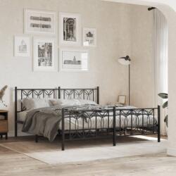 vidaXL fekete fém ágykeret fej- és lábtámlával 183 x 213 cm (376151)