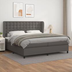 vidaXL szürke műbőr rugós ágy matraccal 200 x 200 cm (3129055)