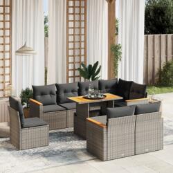 vidaXL 9-részes szürke polyrattan kerti ülőgarnitúra párnákkal (3273174)