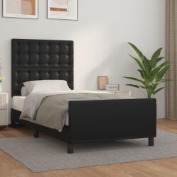 vidaXL fekete műbőr ágykeret fejtámlával 80 x 200 cm (3125537) - vidaxl