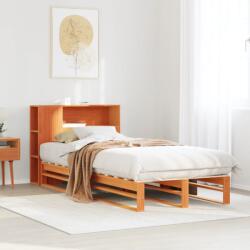 vidaXL viaszbarna tömör fa könyvespolcos ágy matrac nélkül 100 x 200cm (3323904)