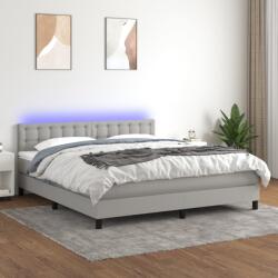 vidaXL világosszürke szövet rugós és LED-es ágy matraccal 160x200 cm (3133485) - vidaxl