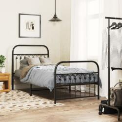 vidaXL fekete fém ágykeret fej- és lábtámlával 90 x 190 cm (376610) - vidaxl