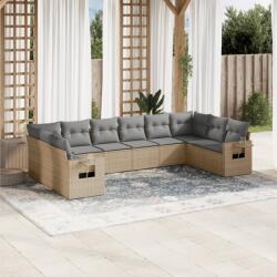 vidaXL 10 részes bézs polyrattan kerti ülőgarnitúra párnával (3220668)