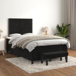 vidaXL fekete bársony rugós ágy matraccal 120 x 200 cm (3137775)