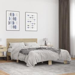 vidaXL sonoma tölgyszínű szerelt fa és fém ágykeret 140 x 200 cm (3280148)