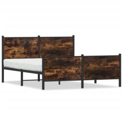 vidaXL füstös tölgy színű fém ágykeret matrac nélkül 137 x 190 cm (4007684)