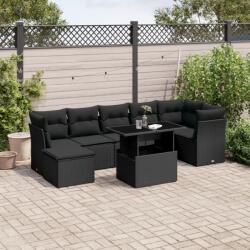 vidaXL 8 részes fekete polyrattan kerti ülőgarnitúra párnákkal (3266745)