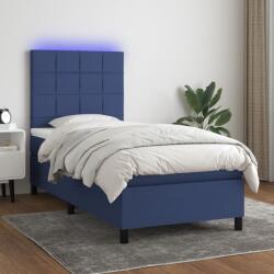 vidaXL kék szövet rugós és LED-es ágy matraccal 90x190 cm (3134843)