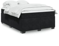 vidaXL fekete bársony rugós ágy matraccal 140 x 190 cm (3285283)