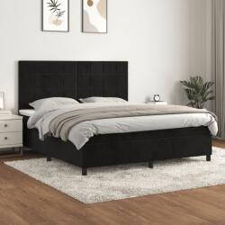 vidaXL fekete bársony rugós ágy matraccal 160x200 cm (3143033)