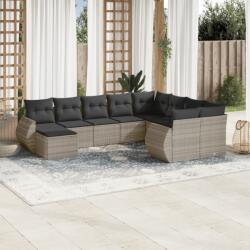 vidaXL 10 részes világosszürke polyrattan kerti ülőgarnitúra párnákkal (3254199)