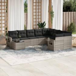 vidaXL 10 részes világosszürke polyrattan kerti ülőgarnitúra párnákkal (3252999)