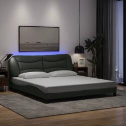 vidaXL sötétszürke szövet ágykeret LED-es matrac nélkül 180 x 200 cm (3213719)
