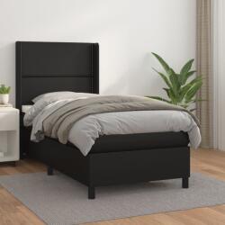 vidaXL fekete műbőr rugós ágy matraccal 80 x 200 cm (3132405)