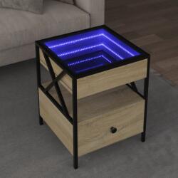 vidaXL sonoma tölgy végtelen hatású LED-es dohányzóasztal 40x40x51 cm (847718)