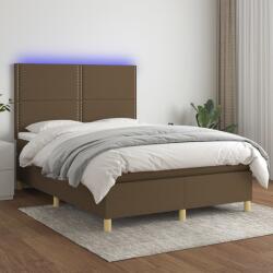 vidaXL barna szövet rugós és LED-es ágy matraccal 140x190 cm (3135352)