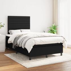 vidaXL fekete szövet rugós ágy matraccal 120 x 200 cm (3141843)