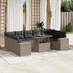 vidaXL 10 részes világosszürke polyrattan kerti ülőgarnitúra párnákkal (3269372) - vidaxl