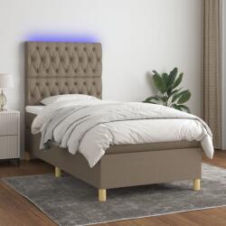 vidaXL tópszínű szövet rugós és LED-es ágy matraccal 90x200 cm (3135649)