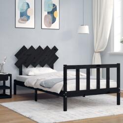 vidaXL fekete tömör fa ágykeret fejtámlával 100 x 200 cm (3193460)