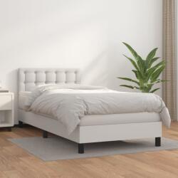 vidaXL fehér műbőr rugós ágy matraccal 100 x 200 cm (3141108)