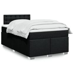vidaXL fekete szövet rugós ágy matraccal 120 x 200 cm (3285871)