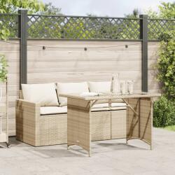 vidaXL 2 részes bézs polyrattan kerti étkezőgarnitúra párnákkal (366332) - vidaxl
