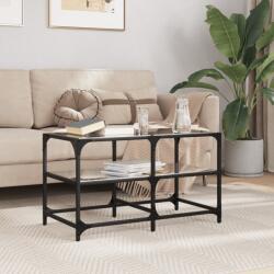 vidaXL acél dohányzóasztal fekete üveglappal 78, 5 x 40 x 45 cm (846011)