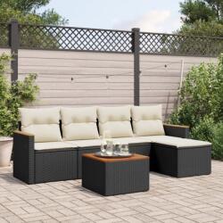 vidaXL 6 részes fekete polyrattan kerti ülőgarnitúra párnákkal (3225923) - vidaxl