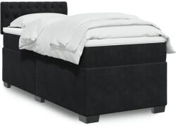 vidaXL fekete bársony rugós ágy matraccal 90 x 200 cm (3288518)