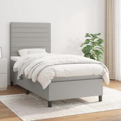 vidaXL világosszürke szövet rugós ágy matraccal 100 x 200 cm (3141833)