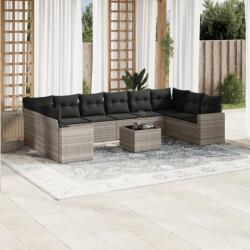 vidaXL 11 részes világosszürke polyrattan kerti ülőgarnitúra párnákkal (3219472) - vidaxl