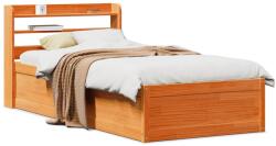 vidaXL viaszbarna tömör fenyőfa ágykeret fejtámlával 75 x 190 cm (3307109)