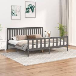 vidaXL szürke tömör fenyőfa ágykeret fejtámlával 200 x 200 cm (3188228) - vidaxl