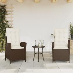 vidaXL 2 db barna polyrattan dönthető kerti szék párnákkal (365266)