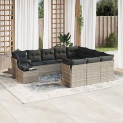 vidaXL 11 részes világosszürke polyrattan kerti ülőgarnitúra párnákkal (3250101)