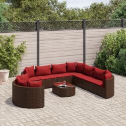 vidaXL 10 részes barna polyrattan kerti ülőgarnitúra párnákkal (3308413)