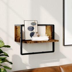 vidaXL füstös tölgy színű fali polc rúddal 40x25x30 cm (836285) - vidaxl
