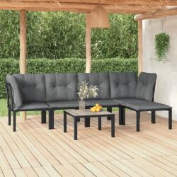 vidaXL 6 részes fekete és szürke polyrattan kerti ülőgarnitúra (3187750)