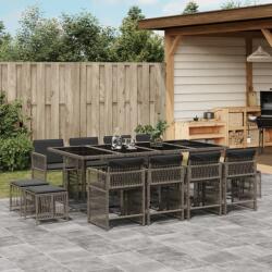 vidaXL 13 részes szürke polyrattan kerti ülőgarnitúra párnákkal (3211700)