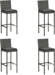vidaXL 4 db szürke polyrattan kerti bárszék párnával (313438)