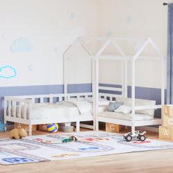vidaXL fehér tömör fenyőfa kanapéágy és pad tetővel 90 x 190 cm (3282221)