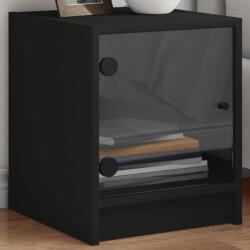 vidaXL 2 db fekete éjjeliszekrény üveg ajtóval 35 x 37 x 42 cm (836346) - vidaxl