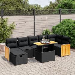 vidaXL 8 részes fekete polyrattan kerti ülőgarnitúra párnákkal (3276254)